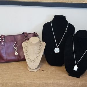 Etienne Aigner purse and jewelry lot